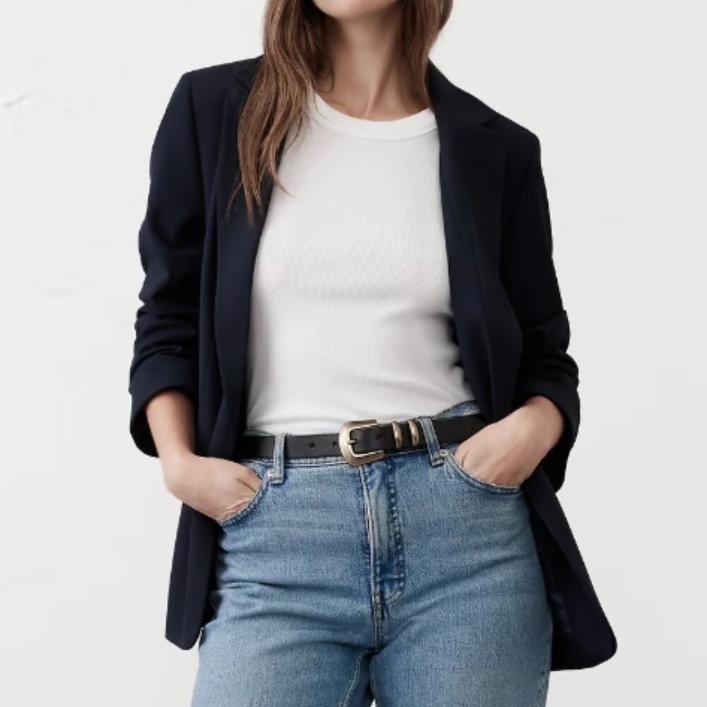 Banana Republic Factory Navy Blazer - Classic Tailored Suit Jacket